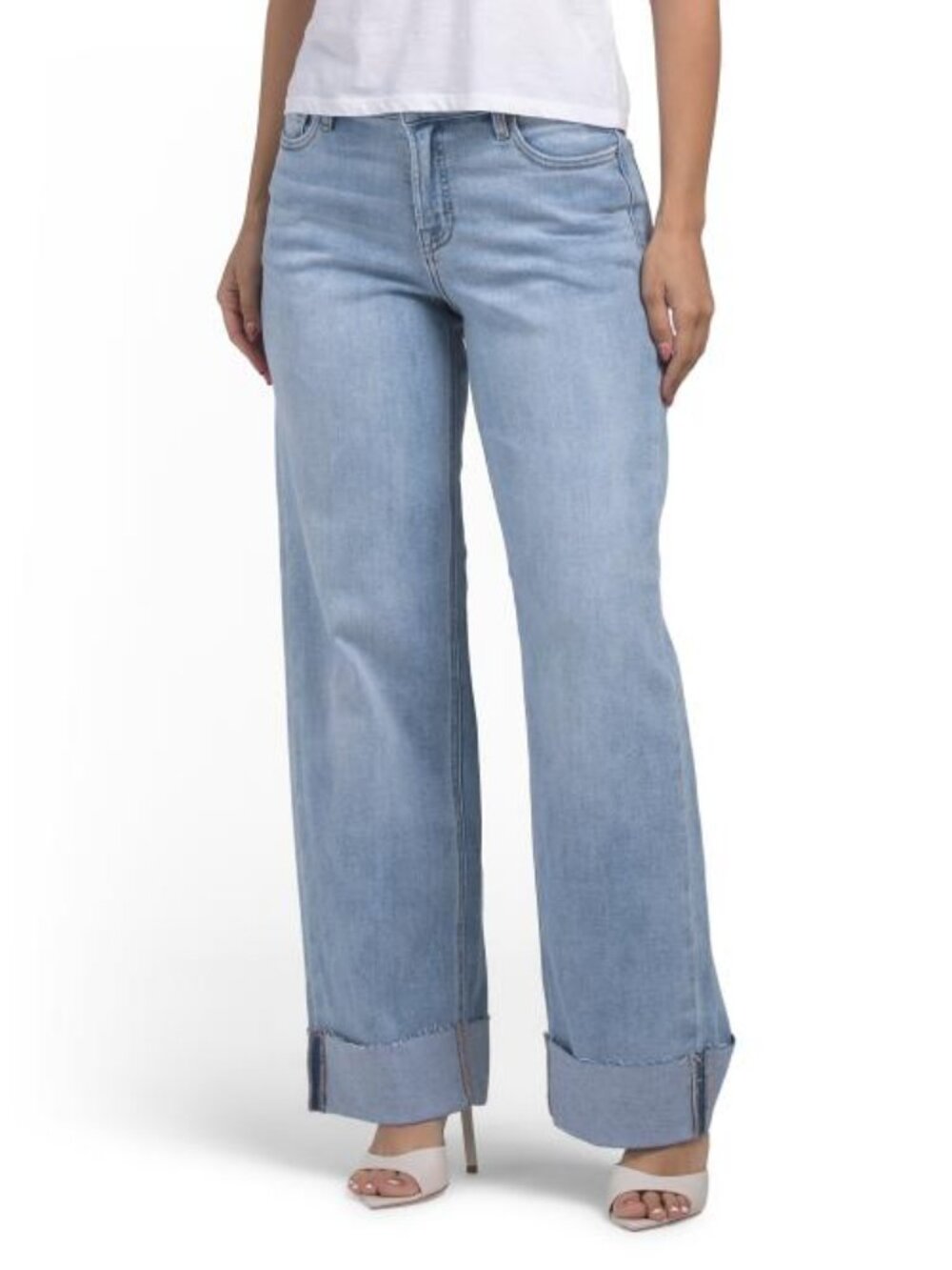 HIDDEN Mid Rise Raw Rolled Cuffs Dad Jeans